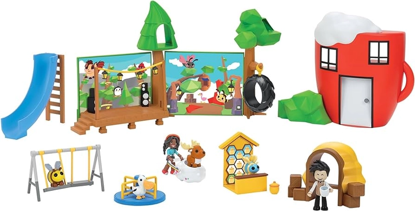 Amazon.com: Adopt Me! Coffee Shop and Playground Large Playset - Top Online Game - Exclusive Virtual Item Code Included - Featuring Your Favorite Pets, Characters, and Playscapes - Ages 6+ : Toys & Games