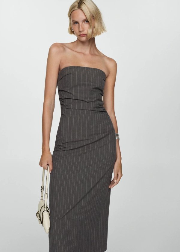 Strapless pinstripe dress - Women | MANGO USA