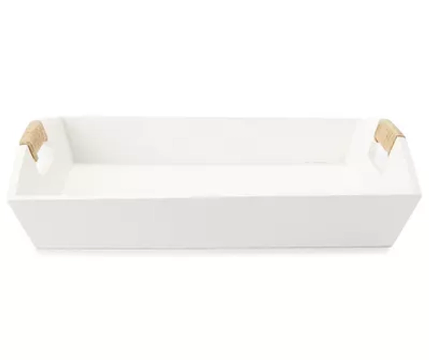 Living Colors Decorative White Tray with Rope Handles - Big Lots