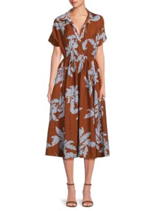 Renee C. Print Collared Midi Dress on SALE | Saks OFF 5TH