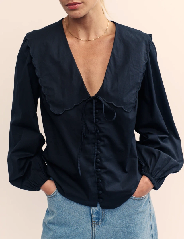 Black Long Sleeve Birdie Blouse