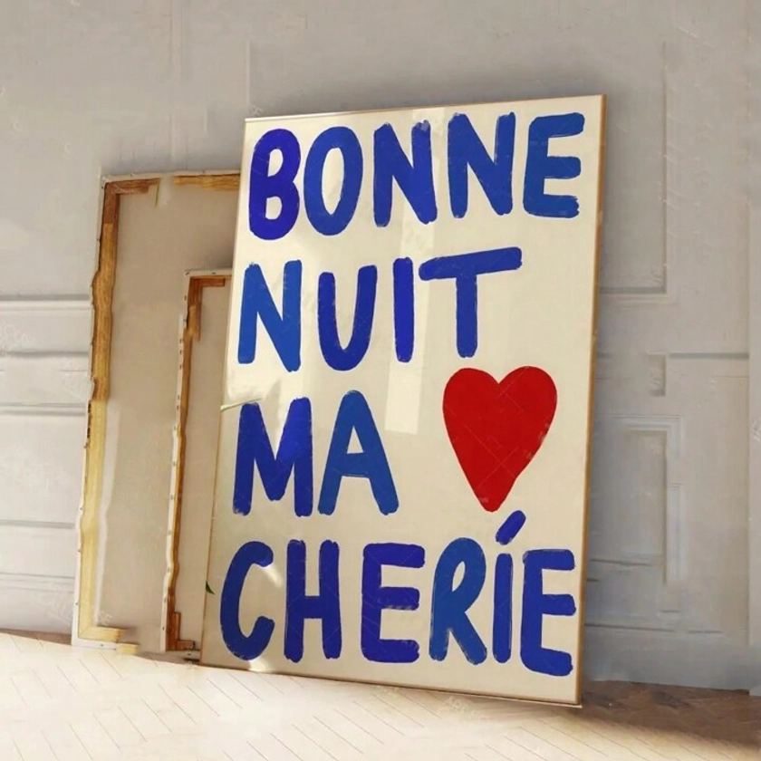 1PC Modern Good Night French Bonne Nuit Ma Cherie Love Couple Quotes Wall Art Prints Canvas Painting Poster Pictures For Living Room Unframed