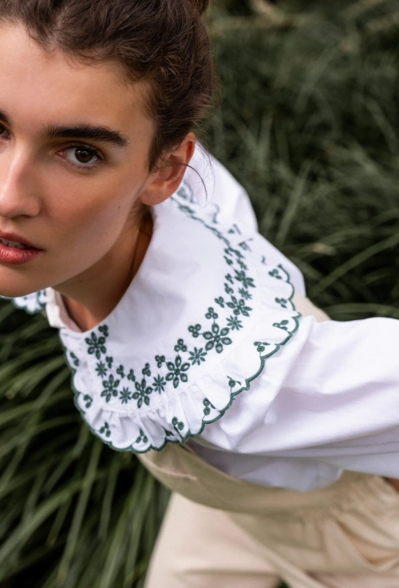 Plain long-sleeved shirt in organic cotton, GOTS ECRU certified for women - MONOPRIX