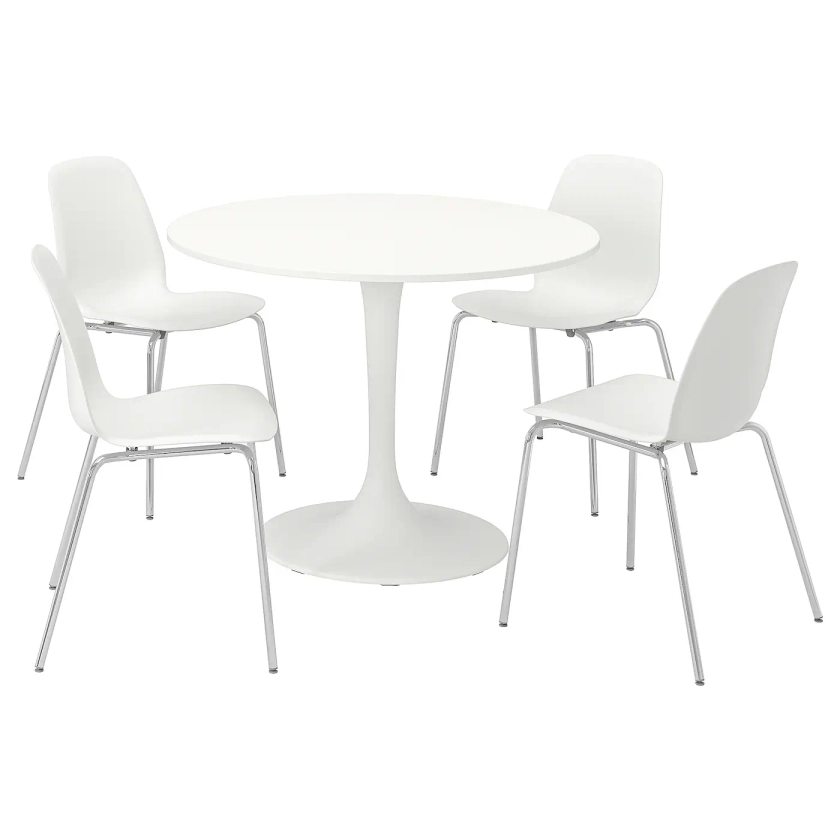 DOCKSTA / LIDÅS Table and 4 chairs - white white/white chrome plated 103 cm (40 1/2 ")