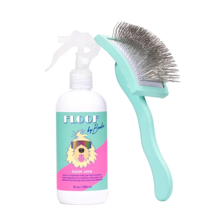 Floof Style Duo - Floof Juice and Brodie Brush - Dog Grooming Brush and Conditioner + Detangler for All Coat Types