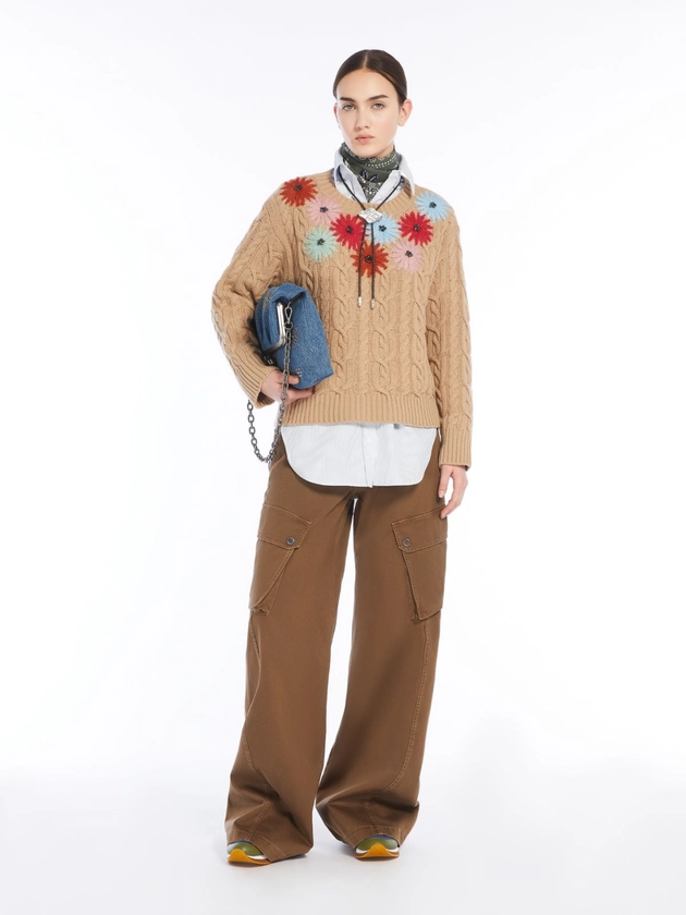 Embroidered wool sweater, camel | Weekend Max Mara 