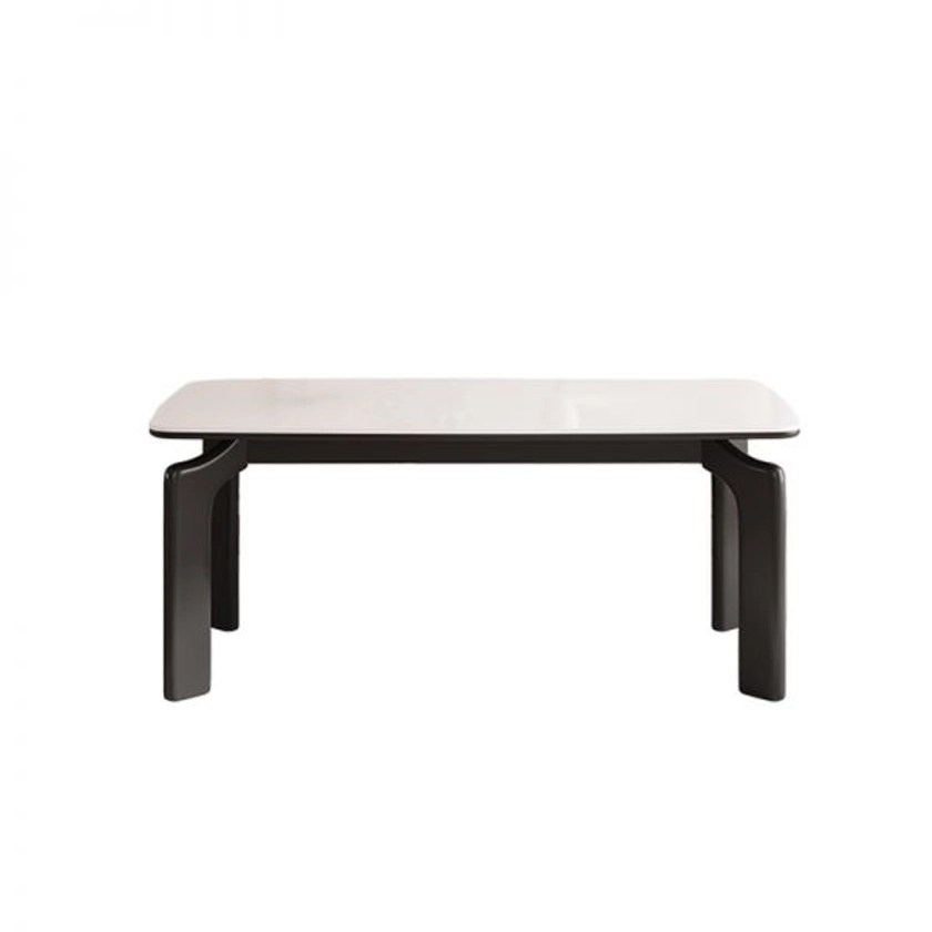 Table à manger rectangulaire contemporaine avec dessus en pierre frittée, mécanisme fixe, 4 places, couleur craie, résistant aux rayures, 51,2"L x 31,5"L x 29,5"H, sans chaises