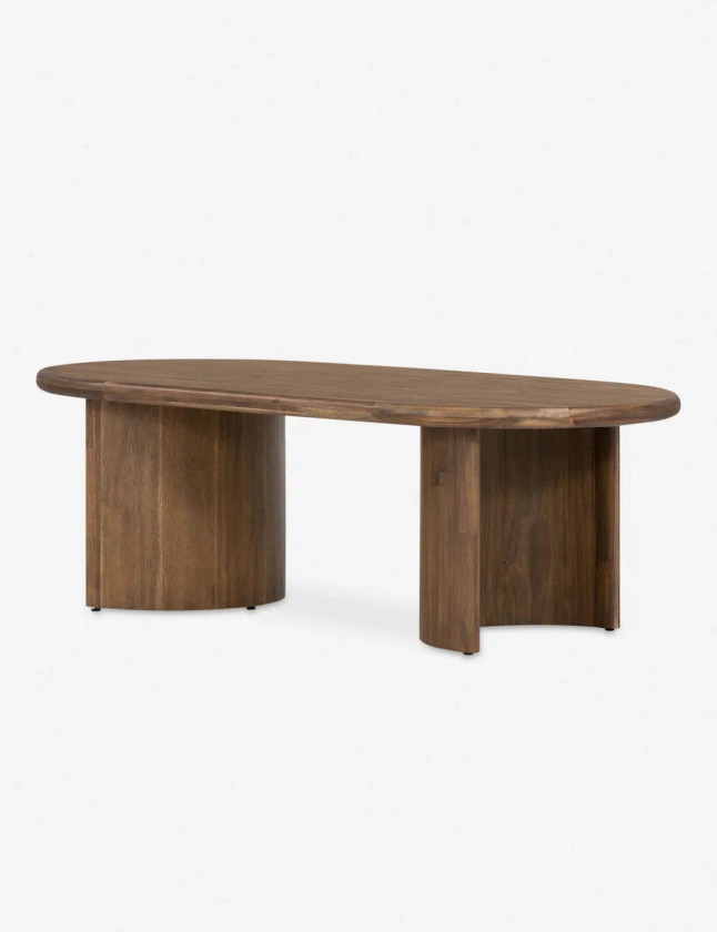 Gilda Dark Brown Acacia Wood Oval Coffee Table • Spoken