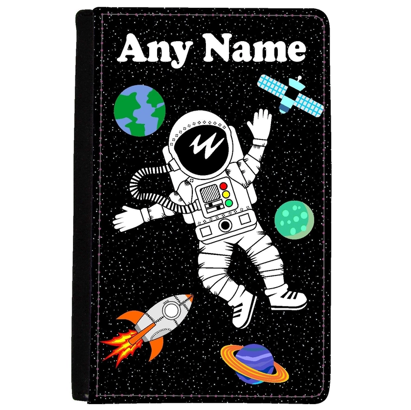 PERSONALISED ASTRONAUT PRINT PU LEATHER UK PASSPORT COVER/HOLDER CHRISTMAS GIFT