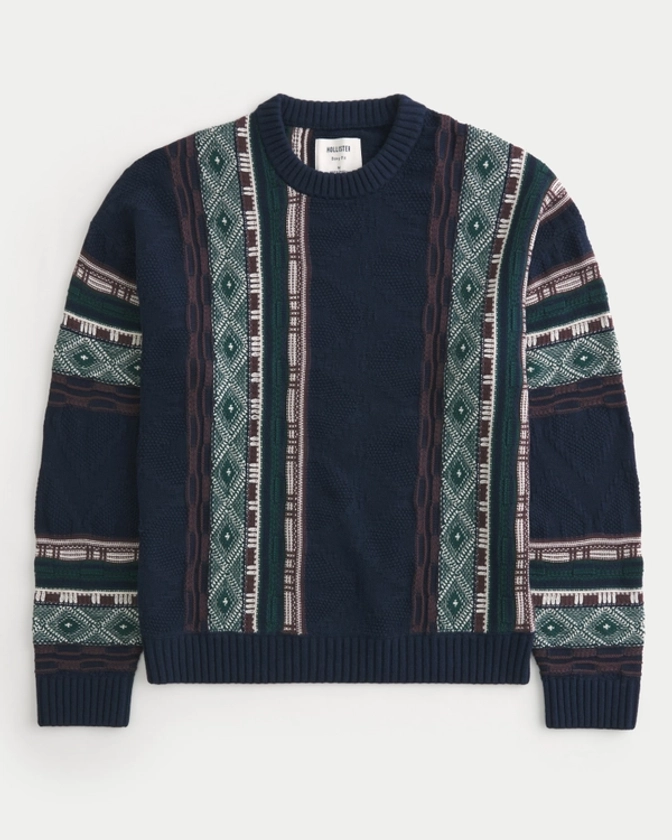 Men's Boxy Pattern Crew Sweater | Men's Tops | HollisterCo.com