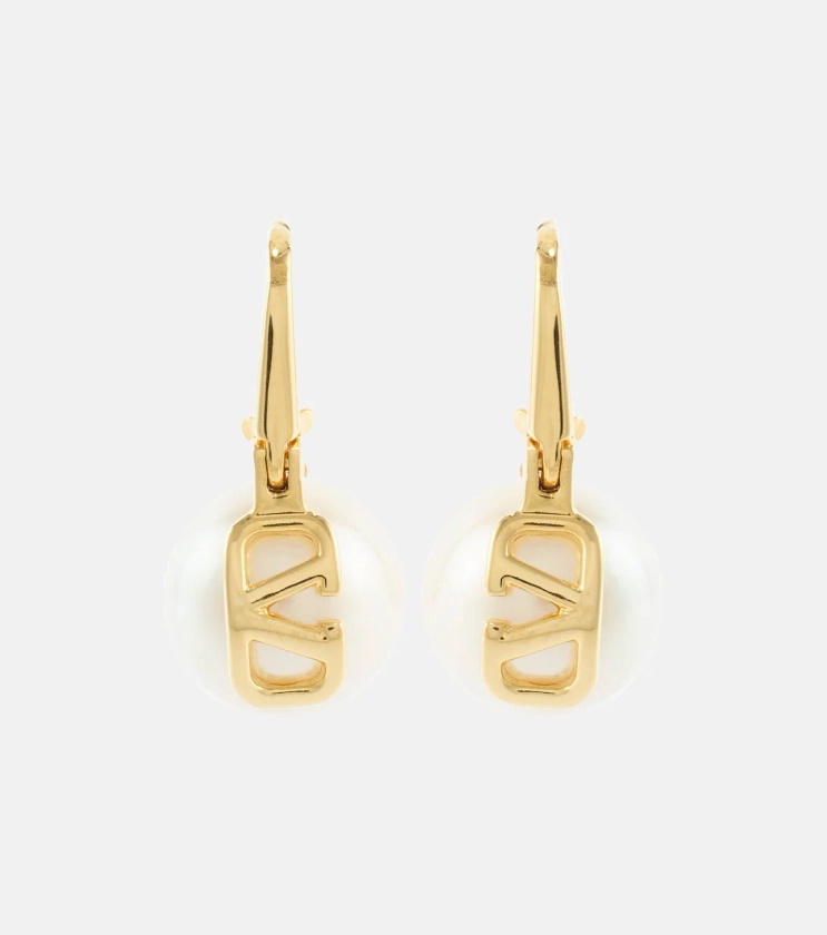 VLogo Signature faux pearl earrings in gold - Valentino | Mytheresa