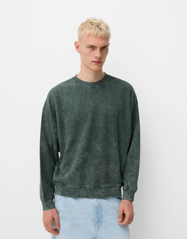 Faded-effect long sleeve sweatshirt