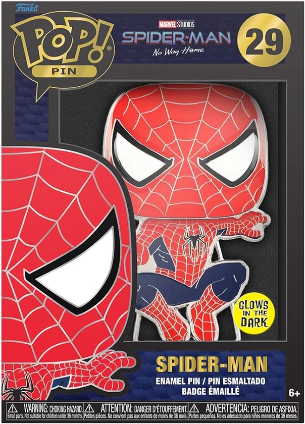 Funko Pop! Large Enamel Pin MARVEL: Spiderman Tobey Mcguire - Spider-Man Pin en Émail - Broche Fantaisie Mignonne à Collectionner - pour les Sacs à Dos et Sacs - Idée de Cadeau