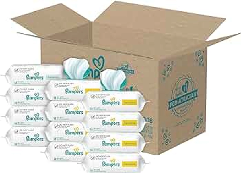 Pampers Sensitive Baby Wipes, Water Based, Hypoallergenic and Unscented, 8 Flip-Top Packs, 4 Refill Packs (1008 Wipes Total)