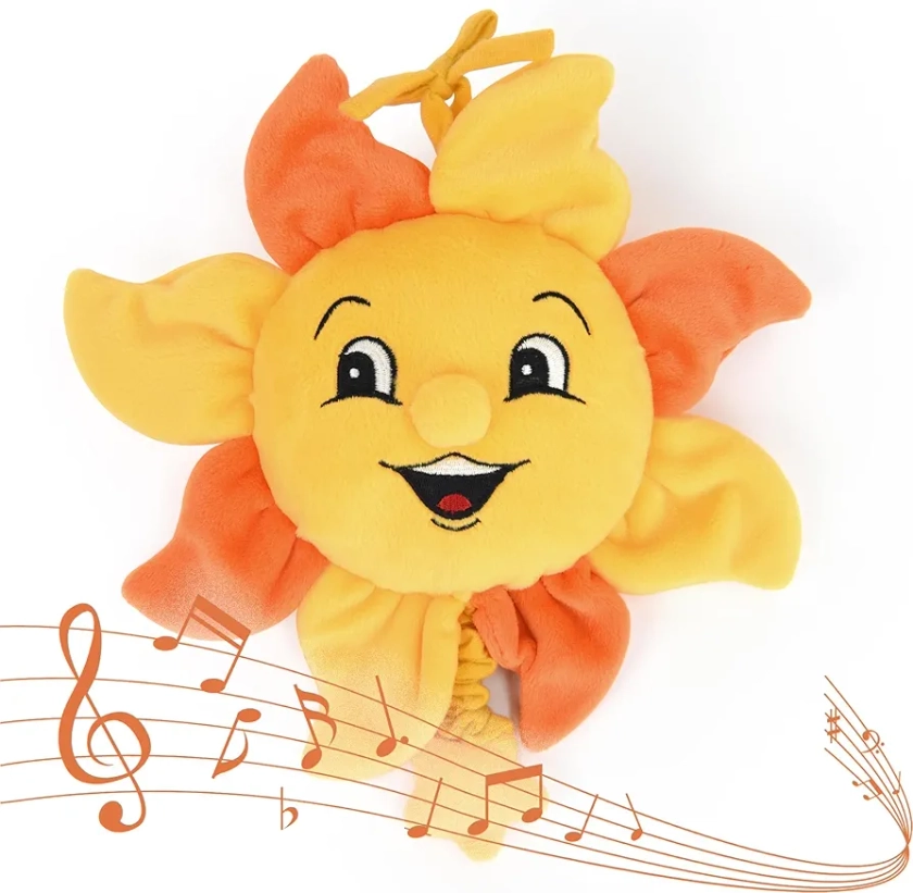 Newborn Baby Musical Toy for Infant 0,3,6,12 Months, Soft Hanging Plush Stroller Toy for 6 to 12 Months Baby with You are My Sunshine Music, Brighten Boy and Girl's Bed,Carseat and Room