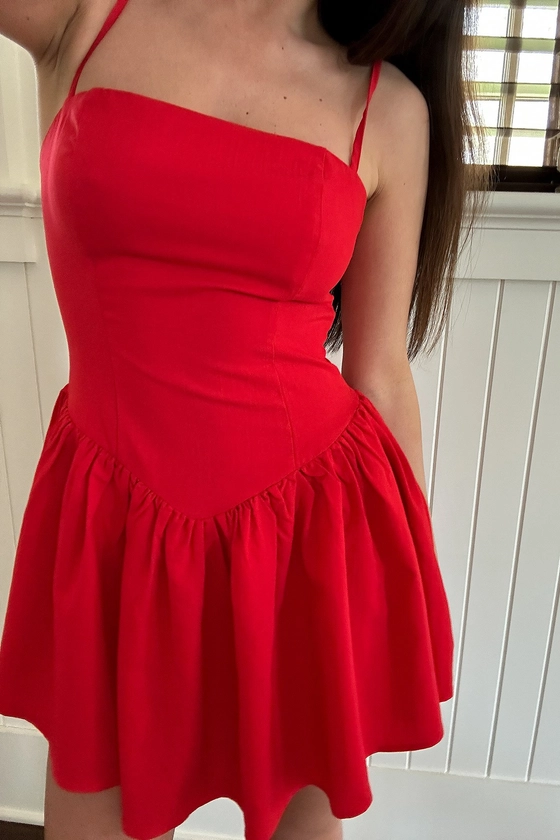 Fairy Cut Mini Dress Red