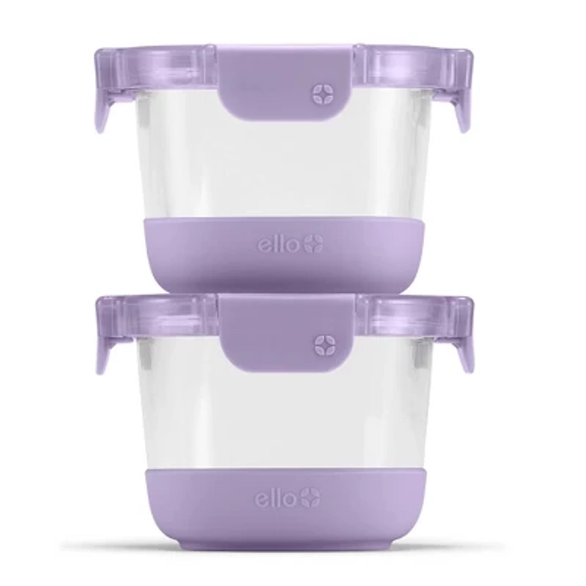 Ello 4pc 2c Glass Refresh Round Food Storage container Set Purple