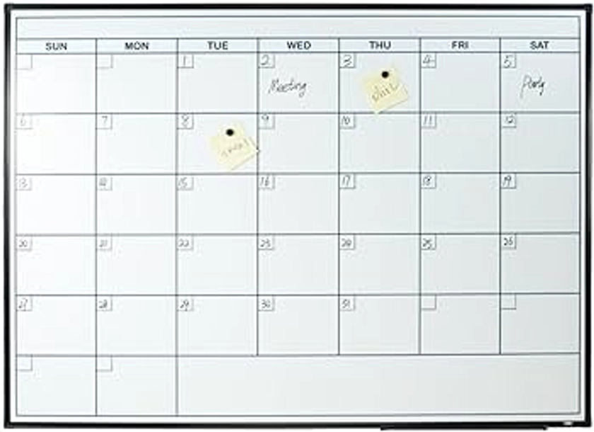 Lockways Dry Erase Calendar Whiteboard, Magnetic White Board Calendar Monthly 48 X 36 Inch, Ultra-Slim Black Aluminium Frame