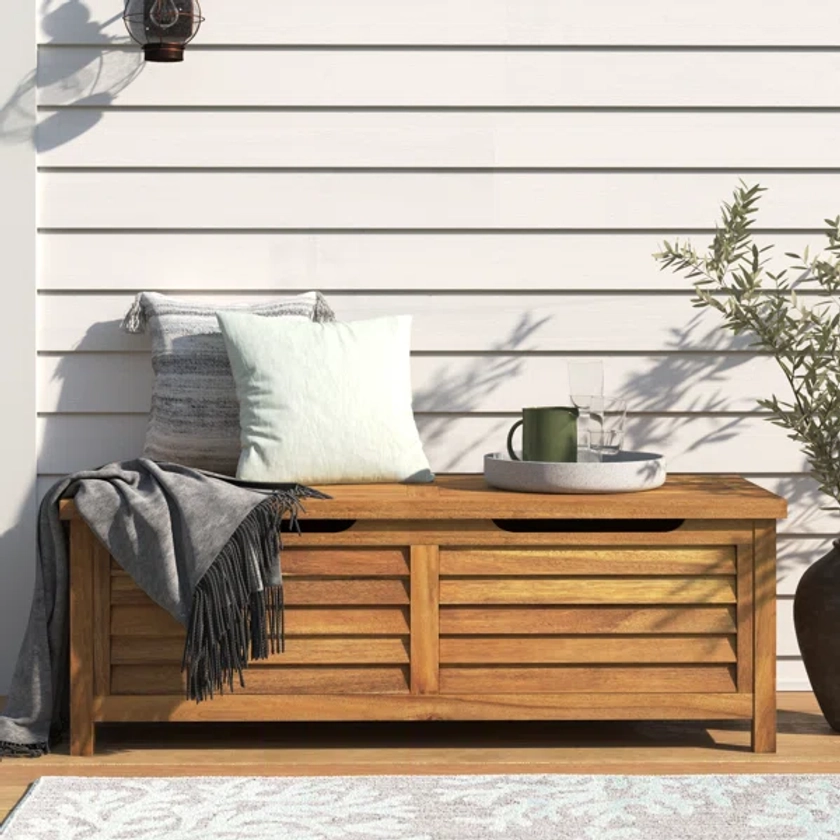 Beachcrest Home™ Anjenette 51.25'' W 78.87 Gallons Water Resistant Solid Wood Acacia Deck Box