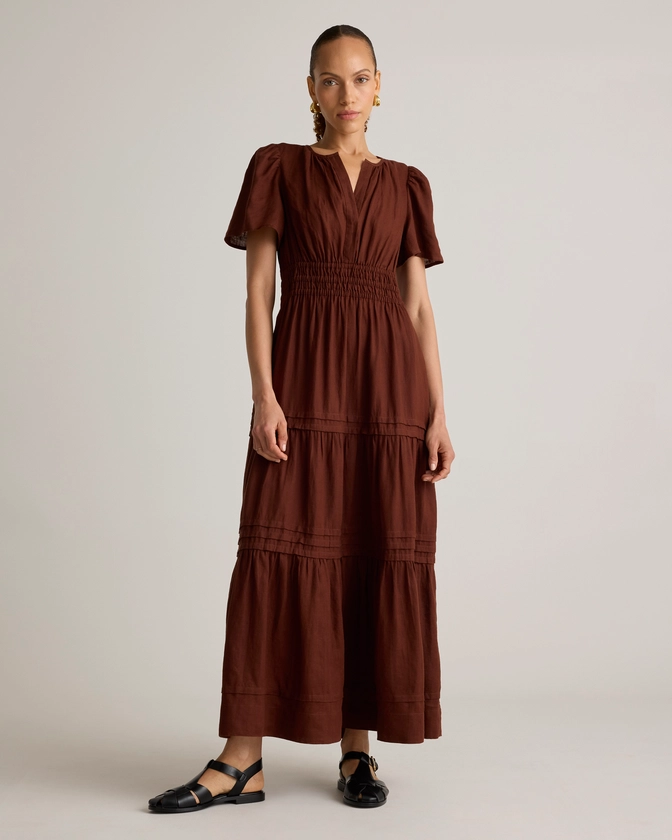 100% European Linen Tiered Maxi Dress