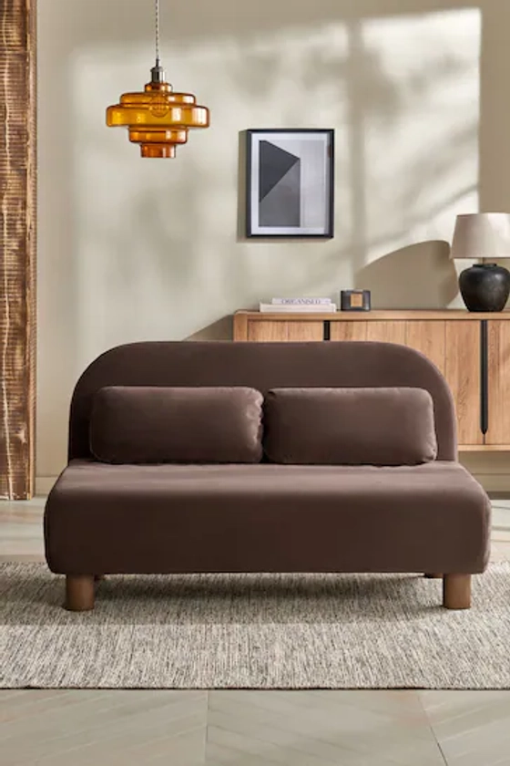 Soft Velvet Chocolate Brown Palma Double Sofa Bed