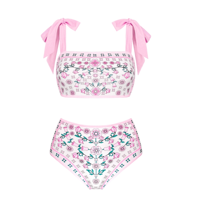 Pink Blossom Reversible Two-Piece Swimsuit by Jessie Zhao New York
