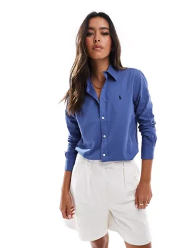 Polo Ralph Lauren - Chemise en sergé de coton à logo - Bleu marine | ASOS