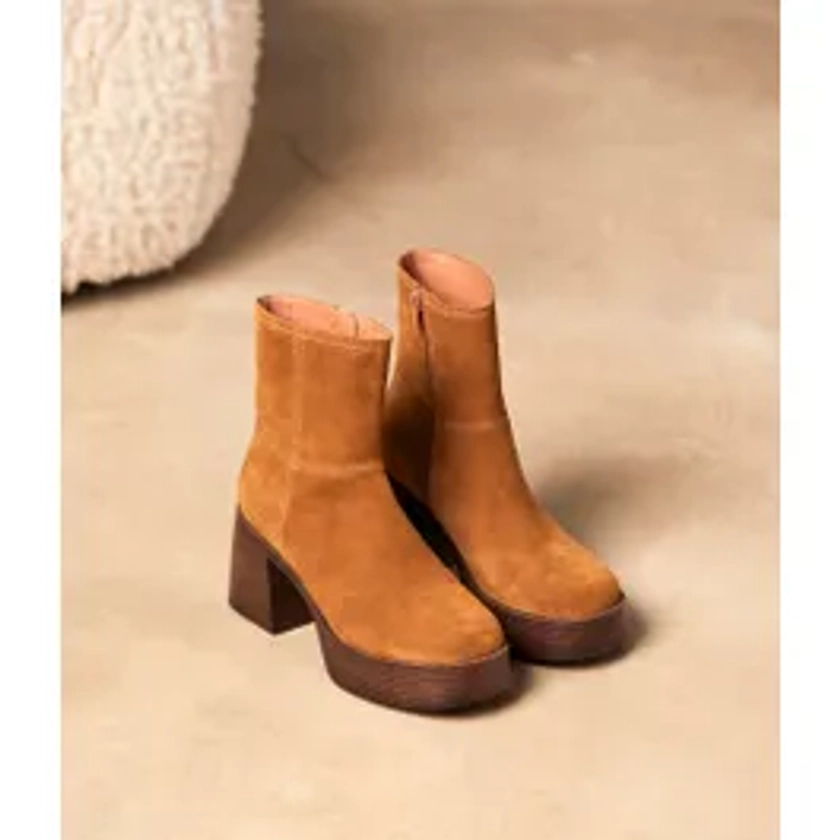 Boots velours camel Amela