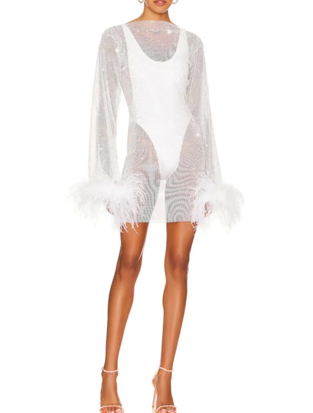 Santa Brands Feathers Mini Dress White One Size | Passion For Fashion