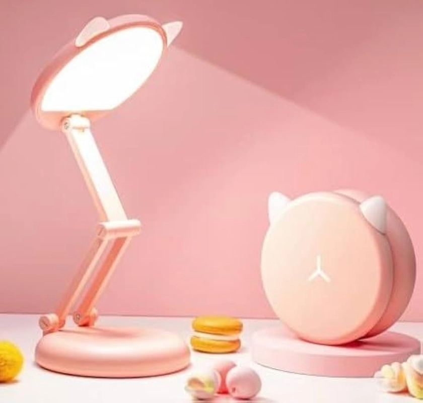 Cute Desk Lamp Pink Desk Lamp Foldable & Portable,Rechargeable 9 Brightness Kids Desk Lamp Cute Lamp Cat Lamp Kawaii Room Decor, Kawaii Lamp Pink Desk Lamp Cute Lamp Hello Kitty Lamp Kawaii Room Decor