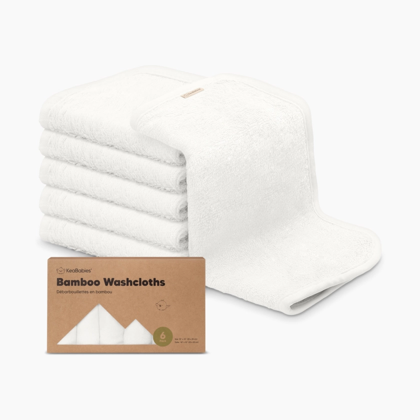 KeaBabies Deluxe Baby Bamboo Viscose Washcloths (6 Pack) - Soft White, 6 | Babylist Shop