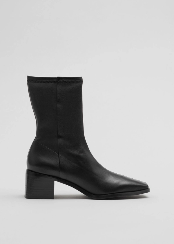 Bottines-chaussettes en cuir - Noir - Ankleboots - & Other Stories FR