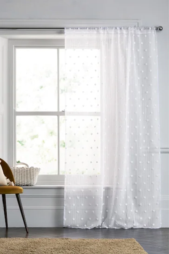 Buy White Pom Pom Slot Top Unlined Sheer Panel Voile Curtain from the Next UK online shop