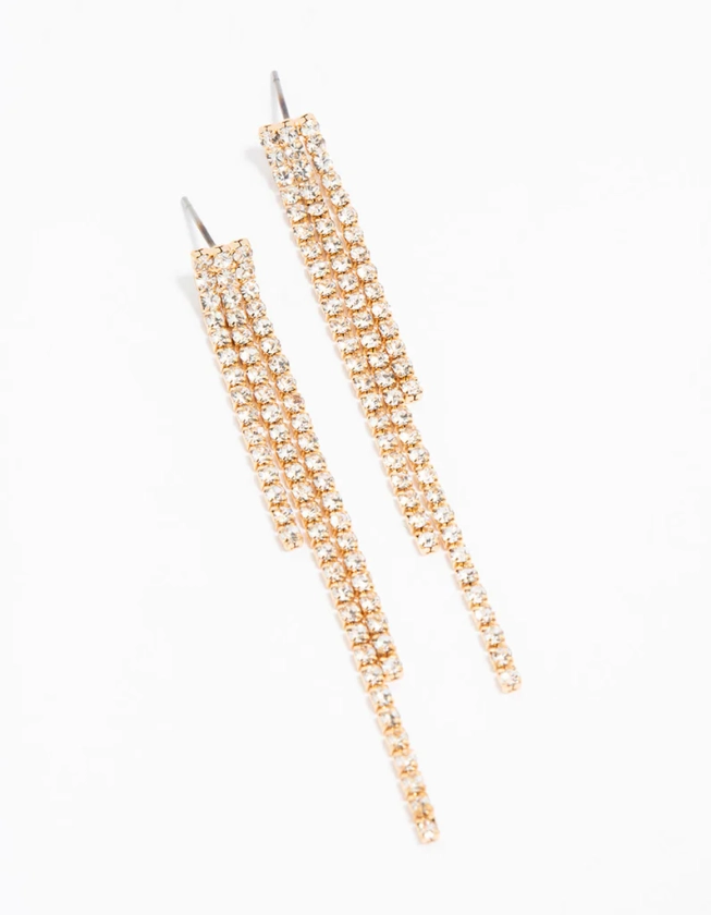 Gold Multi Length Cup Chain Drop Earrings