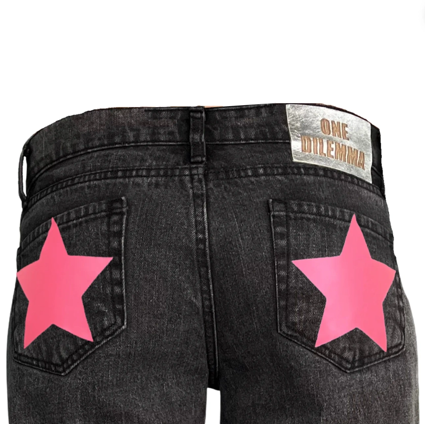 Black jeans pink star