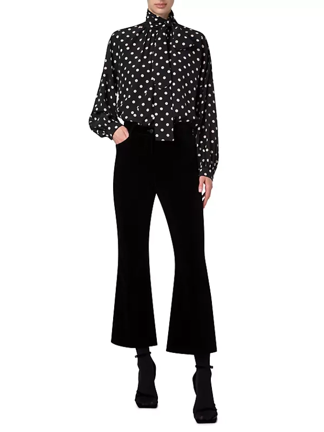 Shop Akris punto Polka-Dot Silk Tie-Neck Blouse | Saks Fifth Avenue