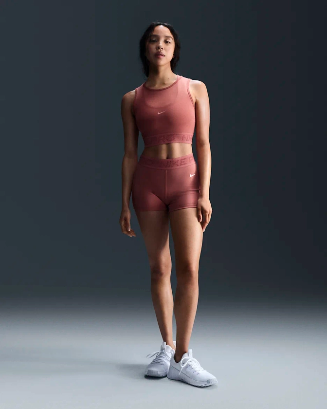 Nike Pro Women's Mid-Rise 3" Mesh-Paneled Shorts