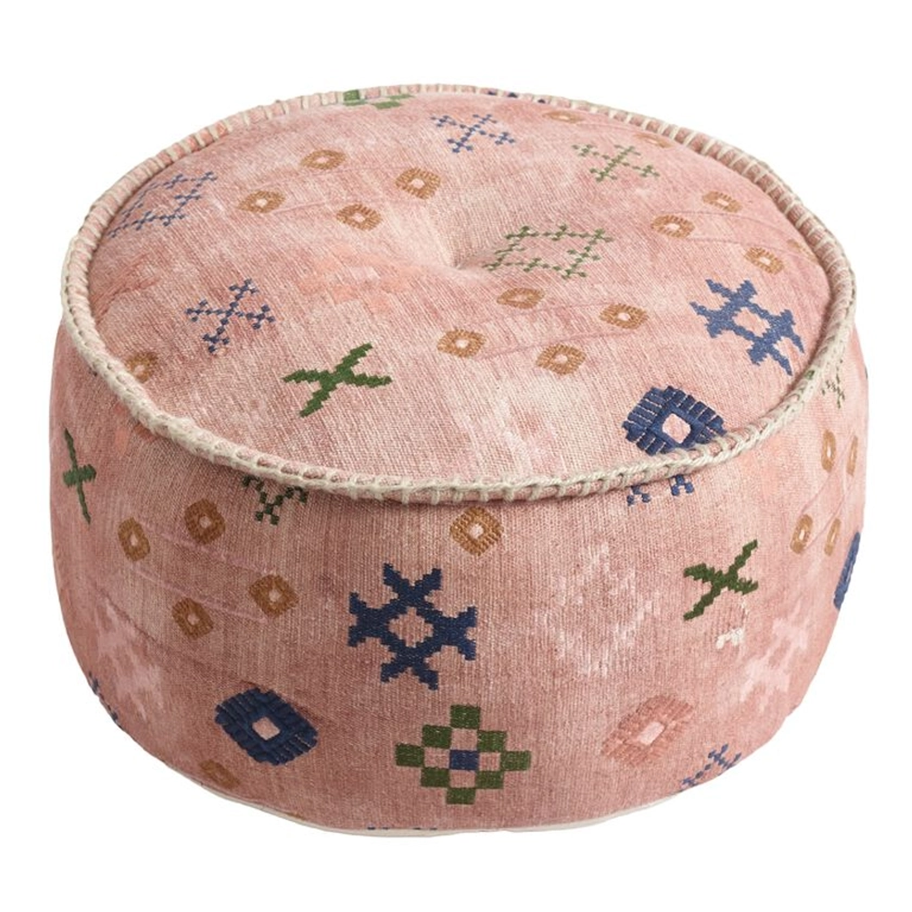 Blush Abstract Symbols Pouf - World Market