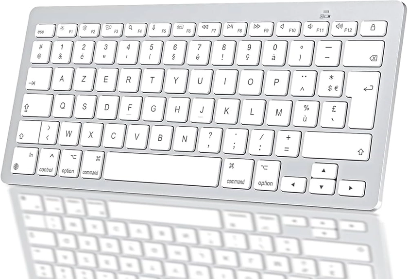 OMOTON Clavier sans Fil Bluetooth pour Mac, pour Apple MacBook Pro, MacBook Air, iMac, iMac Pro, Mac Mini, Clavier AZERTY Compact et Ultra Mince, Argent