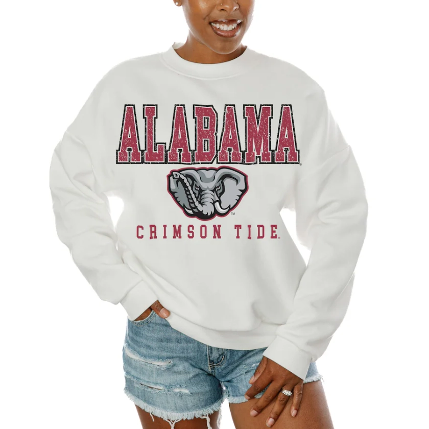 Alabama Crimson Tide Gameday Couture Women's Freestyle Fleece Pullover Sweatshirt - White