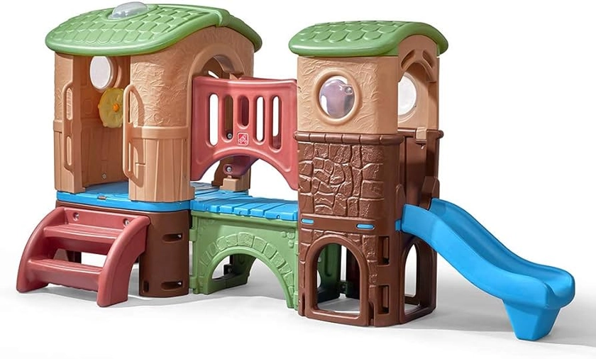 Step2 Clubhouse Climber Playset for Kids, Ages 2 –6 Years Old, Two Toddler Slides and Climbing Wall, Play Gym with Elevated Playhouse, Kids Outdoor Playground sets for Backyards