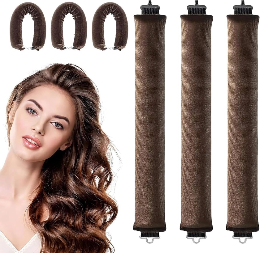 Heatless Hair Curler, Heatless Curlers Headband, Hair Curlers No Heat for All Hairs Types, Soft Hair Roller for Sleeping, Heatless Curling Set Overnight Curls (brown)