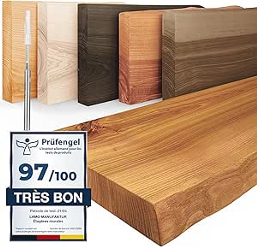 LAMO Manufaktur Étagère Murale en Bois Massif, Bord irrégulier, étagère Flottante Montage Invisible Rustique 40cm, LW-01-A-003-40W : Amazon.fr: Cuisine et Maison