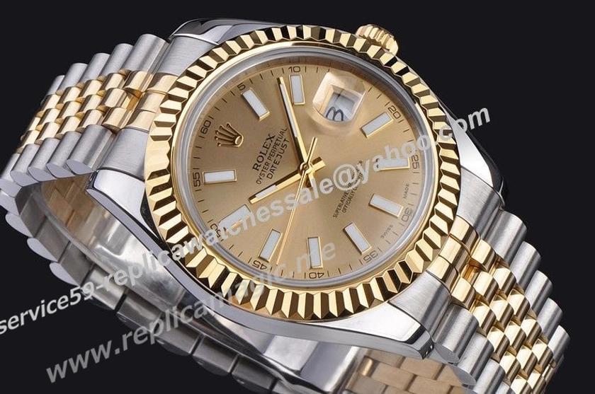 Rolex Datejust Yellow Gold Dial&amp;Bezel White Scale Male Perfect 2-Tone Swiss