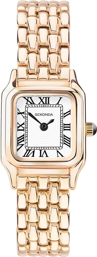 Sekonda Monica Montre à quartz pour femme avec chiffres romains, affichage analogique et bracelet en alliage Blanc 20 mm