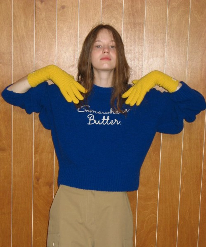 썸웨어버터(SOMEWHEREBUTTER) letter wool knit - cobalt blue - 사이즈 & 후기 | 무신사