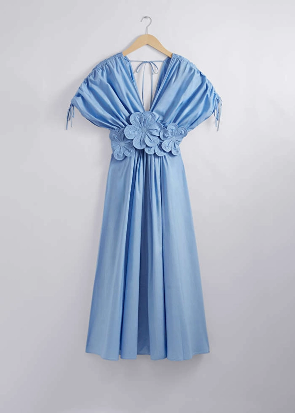 Floral Appliqué Midi Dress - Light Blue - & Other Stories NL