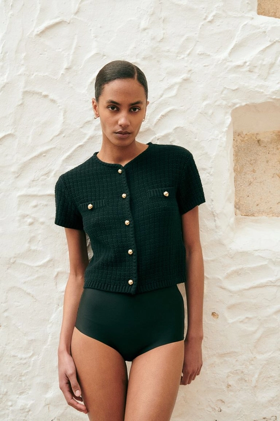 Structured-knit Cardigan - Black - Ladies | H&M US