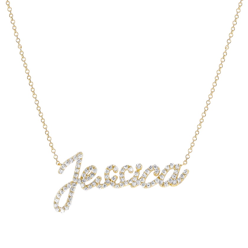 Babygold Diamond Custom Script Name Necklace