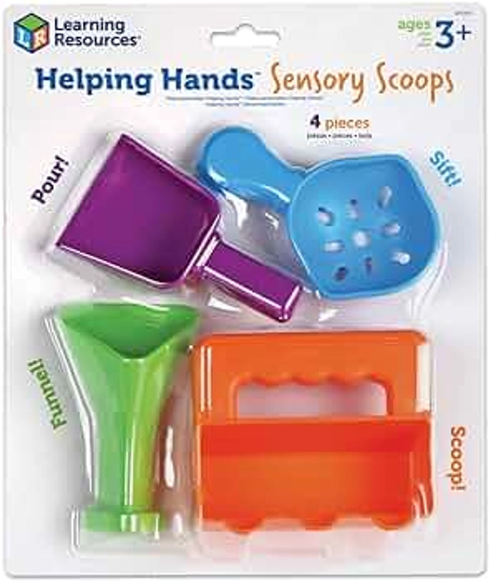 Learning Resources Helping Hands Sensory Scoops, 4 Pieces, Ages 3+, fine Motor Skills Toys for Children, Toddlers bin, Tool Set